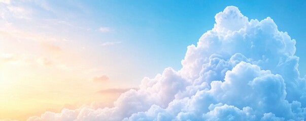 Wall Mural - fluffy white cloud on sunny blue sky