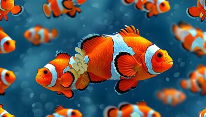 Vibrant Seamless Clownfish Scale Pattern with Striking Orange and White Stripes for Bold Background or Wallpaper Design