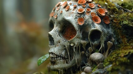 Canvas Print - Skull in the Forest: A Surreal and Eerie Encounter