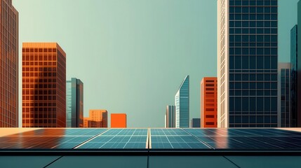 Massive futuristic city with skyscrapers made of glass and solar panels, green energy powering the entire urban infrastructure, Sustainability, Digital Art