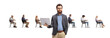 © Ljupco Smokovski - Man with a laptop computer standing in front of people seated in school chairs