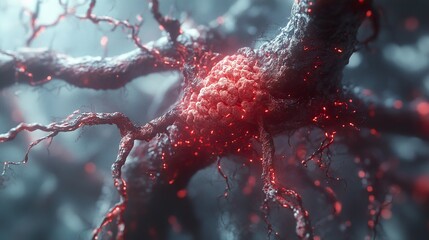 Wall Mural - intricate neuron network: a microscopic view of the brain