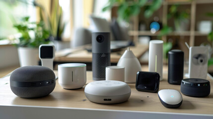 Wall Mural - a comparison of smart home hardware solutions, highlighting compatibility with iot devices and ai-po