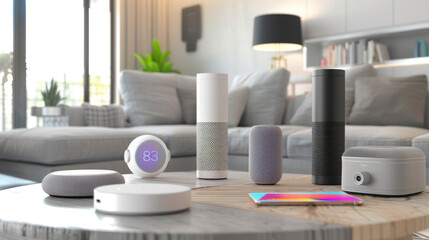 Wall Mural - a comparison of smart home hardware solutions, highlighting compatibility with iot devices and ai-po