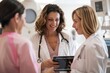 © spyrakot - Female Doctor Reviewing Mammogram Results on Tablet in Brightly Lit Modern Clinic