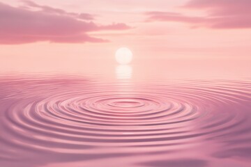 Wall Mural - Serene sunset tranquil pink water ripples