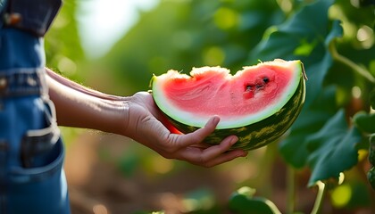 Hands Harvesting Fresh Watermelons in Vibrant Orchard