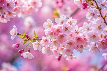 Poster - Cherry blossom tree in full bloom with delicate pink petals