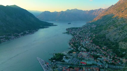 Wall Mural - experience the breathtaking sunset view over kotor bay in montenegro, which beautifully showcases th