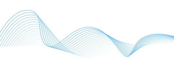 Poster - Vector abstract wave blue lines flowing dynamic on transparent background for concept of AI, technology, science, music, digital, communication. 
