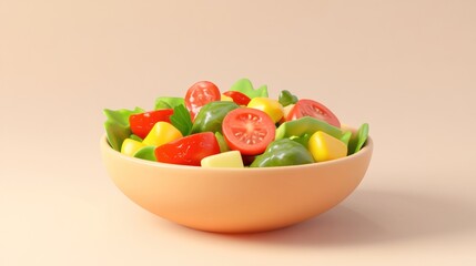 Wall Mural - A vibrant salad bowl filled with fresh vegetables and fruits, ideal for healthy eating.