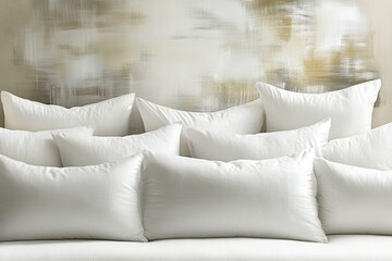 Wall Mural - Soft white pillows on cozy couch in modern living room