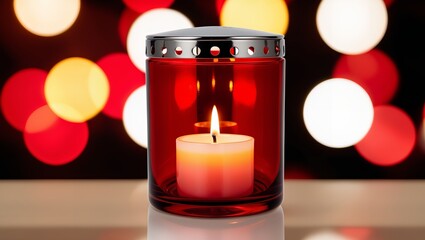 Canvas Print - red candle and christmas tree