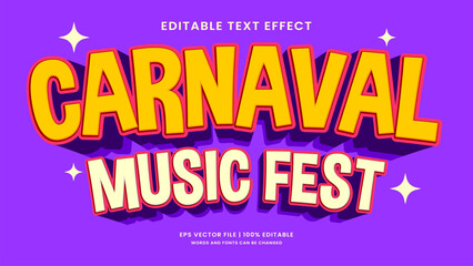 Carnaval music fest text effect. Retro vintage editable text effect style