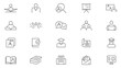 © RI Rafiq - Teacher line icon set. Knowledge, E-learning, video tutorial, study, school, university, webinar, teacher, school, creativity, wisdom line icon set. UI thin line icon pack.