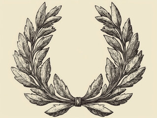 vintage style engraved illustration of laurel wreath, symbolizing victory and achievement. this intr