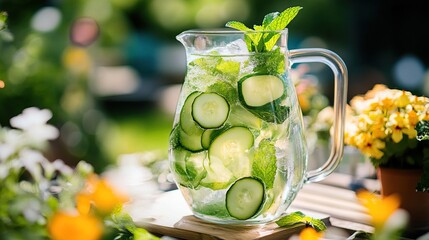 Refreshing Cucumber and Mint Infused Water