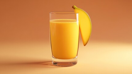 Sticker - A refreshing glass of orange juice with a slice of mango on the rim.