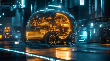 futuristic logistic delivery hologram