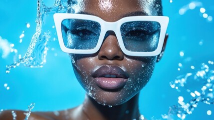 White Goggles on a Person with Water Splashing Around