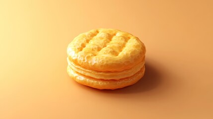 Wall Mural - A close-up of a golden, fluffy biscuit-like pastry stacked in a visually appealing manner.