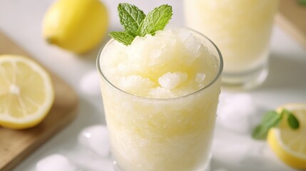 Canvas Print - Refreshing Lemonade Slushy with Mint