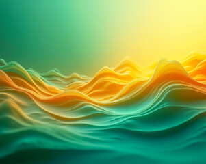 Wall Mural - yellow green waves elements abstract background