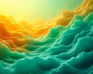 Wall Mural - yellow green waves elements abstract background