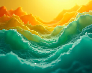 Wall Mural - yellow green waves elements abstract background