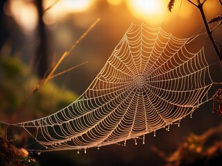 spider web with dew drops