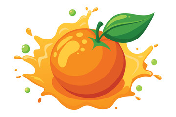 Fresh Orange fruit splash illustration on white background.