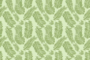 A botanical seamless pattern. Green branches pattern. Green leaves simple seamless pattern. editable stroke.