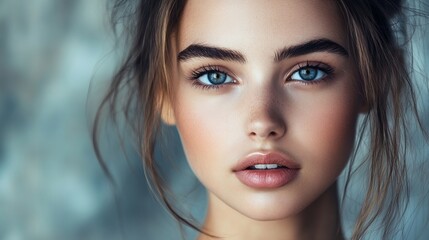 closeup portrait of a sensual model looking at camera, concept of beauty, skincare and cosmetics