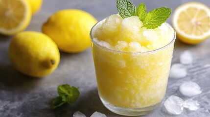 Canvas Print - Refreshing Lemon Granita with Mint