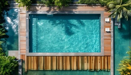 Wall Mural - crystal-clear swimming pool water viewed from above