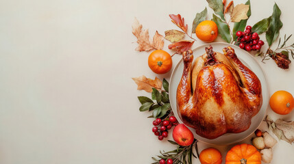  thanksgiving concepts, table with turkey, copy space, banner, website, commercial 