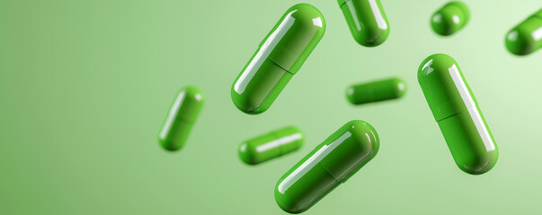 factory emitting green energy as pharmaceutical capsules are produced, showcasing eco-friendly manuf