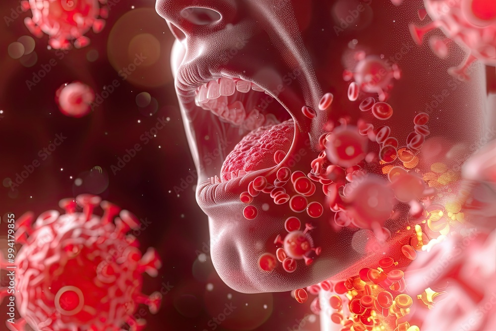 Angine Rouge Throat affected by staphylococcus bacteria, angina in progress ...