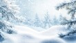 © AIArtistry - Winter holiday scenic backdrop featuring a snowy landscape with frosted spruce branches snowdrifts and falling snow creating a tranquil outdoor atmosphere and ample copy space in a blue tone
