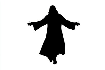 black silhouette of the savior jesus christ on a white background.