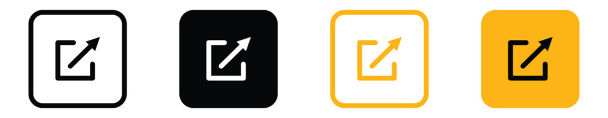 share icon button, external link icon symbol with arrow box, page open new window icon , open anothe
