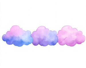 Wall Mural - three clouds with pink and blue colors. the clouds are in a row