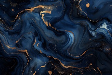 Wall Mural - A blue and gold swirl pattern with gold specks