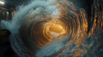 Wall Mural - Golden Hour Wave: A Dramatic Seascape