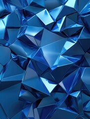 Fantasy 3D rendering of a blue geometric abstract backdrop suitable for business cards websites and banners