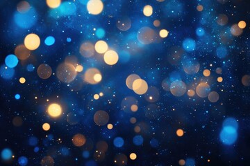Wall Mural - Bright blue bokeh lights create an abstract background with flying particles and vivid illumination Suitable for covers banners postcards and flyers