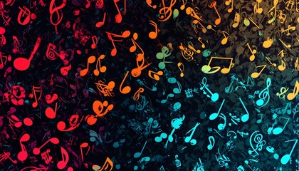 Wall Mural - Seamless and colorful background of musical notes