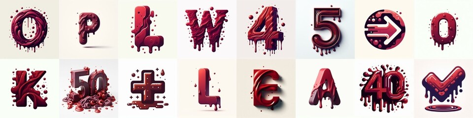 Maroon color Lettering Typeface. AI generated illustration