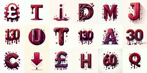 Wall Mural - Maroon color Lettering Typeface. AI generated illustration