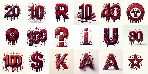 Wall Mural - Maroon color Lettering Typeface. AI generated illustration